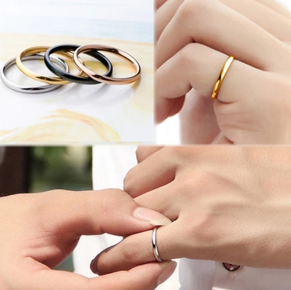 Titanium Steel 2mm Thin Simple Band Silver - Picture 4 of 4